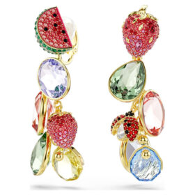 Idyllia Clip Earrings Mixed Cuts, Fruit, Ladybug, Multicolored, Gold-Tone Plated