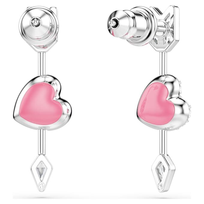Idyllia Drop Earrings Mixed Cuts, Heart with Arrow, White, Rhodium Plated Idyllia Drop Earrings Mixed Cuts, Heart with Arrow, White, Rhodium Plated