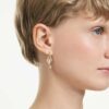 Idyllia Drop Earrings with Ear Cuff Mixed Cuts, Heart with Key, Pink, Gold-Tone Plated