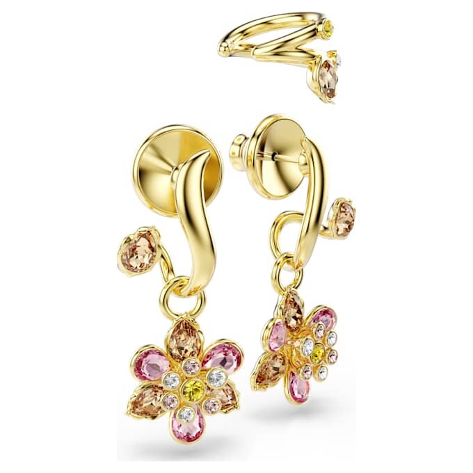 Idyllia Earrings Set (3), Mixed Cuts, Flower, Multicolored, Gold-Tone Plated Idyllia Earrings Set (3), Mixed Cuts, Flower, Multicolored, Gold-Tone Plated