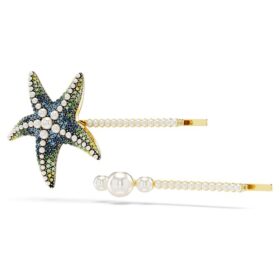 Idyllia Hair Pin Set (2), Crystal Pearls, Starfish, Multicolored, Gold-Tone Plated