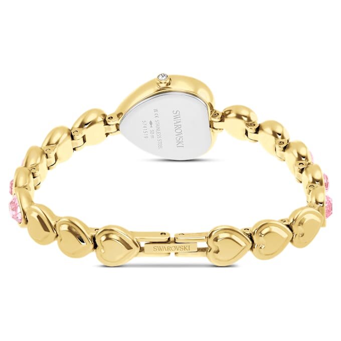 Idyllia Heart Watch Crystal Bracelet, Pink, Gold-Tone Finish Idyllia Heart Watch Crystal Bracelet, Pink, Gold-Tone Finish