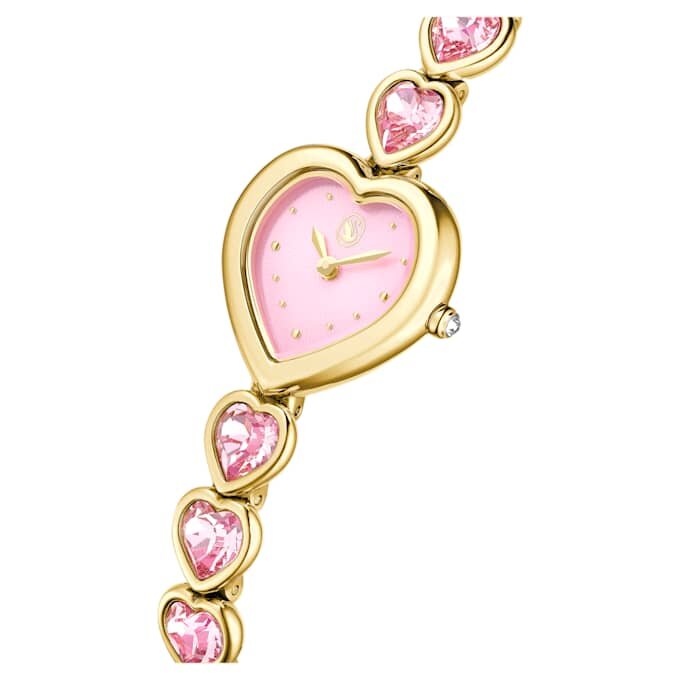 Idyllia Heart Watch Crystal Bracelet, Pink, Gold-Tone Finish Idyllia Heart Watch Crystal Bracelet, Pink, Gold-Tone Finish