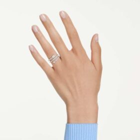 Idyllia Motif Ring Mixed Cuts, Arrow, White, Rhodium Plated
