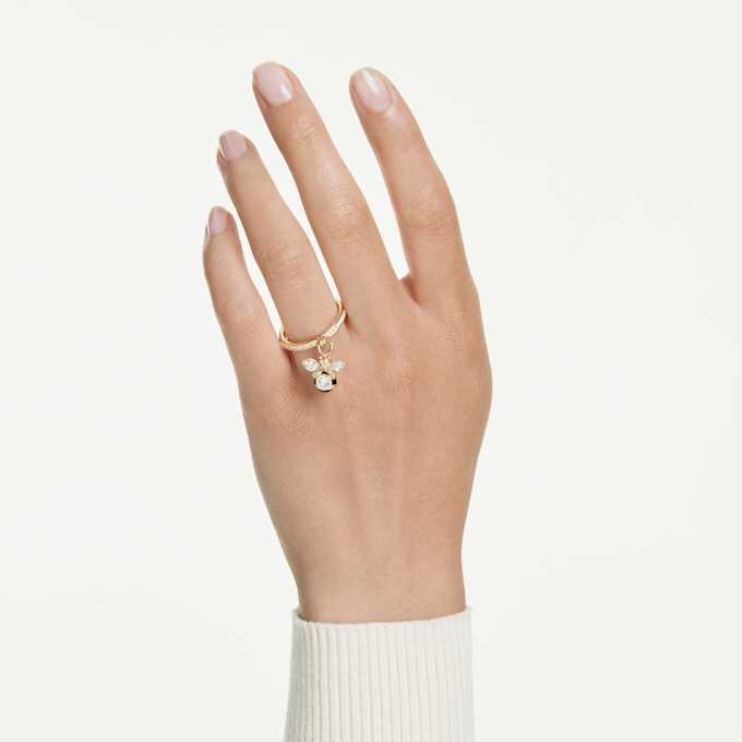 Idyllia Motif Ring Mixed Cuts, Bee, Multicolored, Gold-Tone Plated Idyllia Motif Ring Mixed Cuts, Bee, Multicolored, Gold-Tone Plated