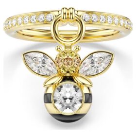 Idyllia Motif Ring Mixed Cuts, Bee, Multicolored, Gold-Tone Plated