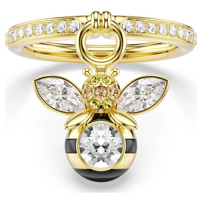 Idyllia Motif Ring Mixed Cuts, Bee, Multicolored, Gold-Tone Plated Idyllia Motif Ring Mixed Cuts, Bee, Multicolored, Gold-Tone Plated