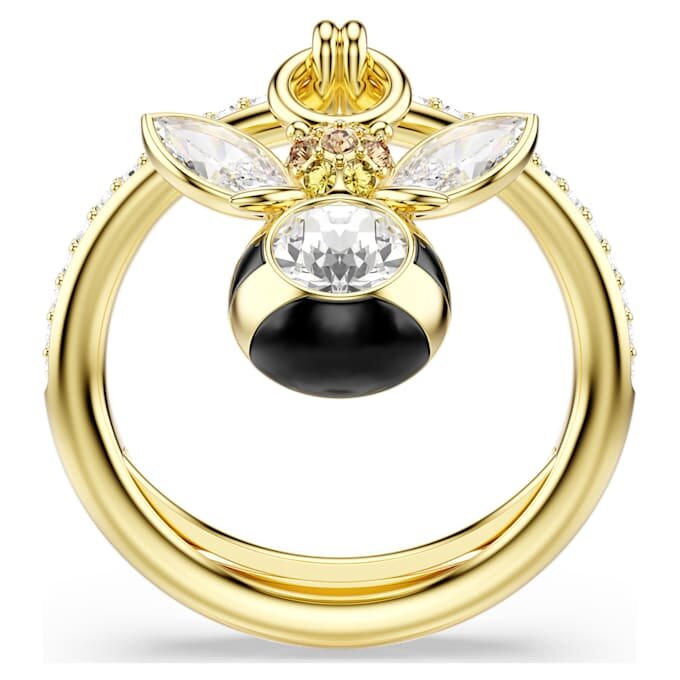 Idyllia Motif Ring Mixed Cuts, Bee, Multicolored, Gold-Tone Plated Idyllia Motif Ring Mixed Cuts, Bee, Multicolored, Gold-Tone Plated