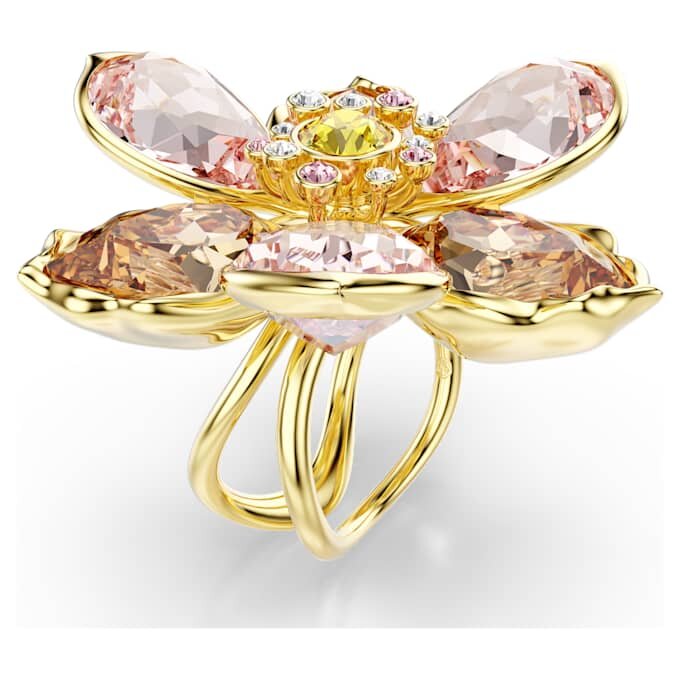 Idyllia Motif Ring Mixed Cuts, Flower, Multicolored, Gold-Tone Plated Idyllia Motif Ring Mixed Cuts, Flower, Multicolored, Gold-Tone Plated