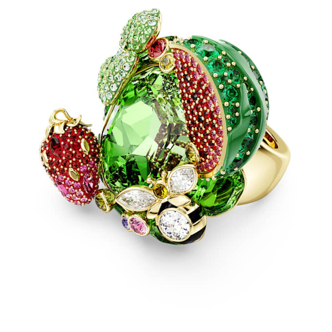 Idyllia Motif Ring Multicolored, Gold-Tone Plated Idyllia Motif Ring Multicolored, Gold-Tone Plated