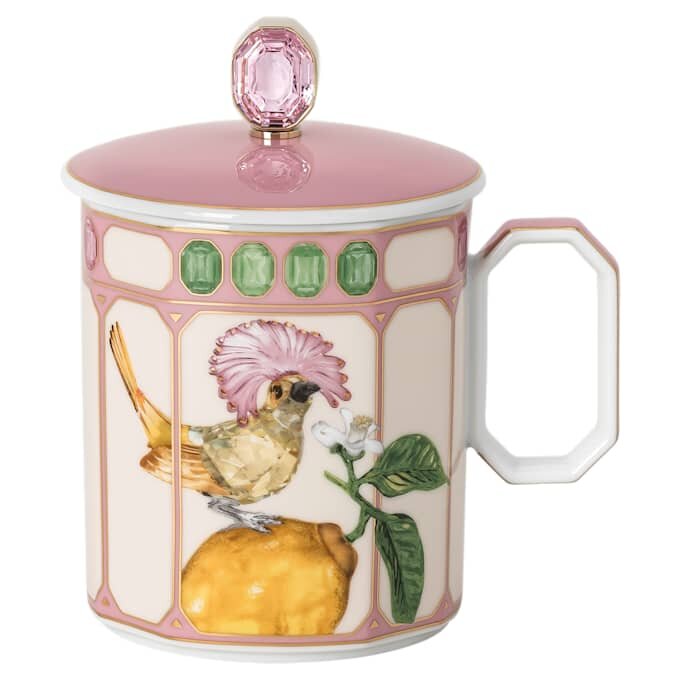 Idyllia Mug Porcelain, Crystal Print Motif, Flycatcher, Pink Idyllia Mug Porcelain, Crystal Print Motif, Flycatcher, Pink