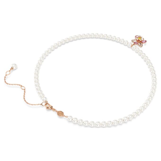 Idyllia Pendant Crystal Pearl, Mixed Cuts, Flower, Multicolored, Rose Gold-Tone Plated Idyllia Pendant Crystal Pearl, Mixed Cuts, Flower, Multicolored, Rose Gold-Tone Plated