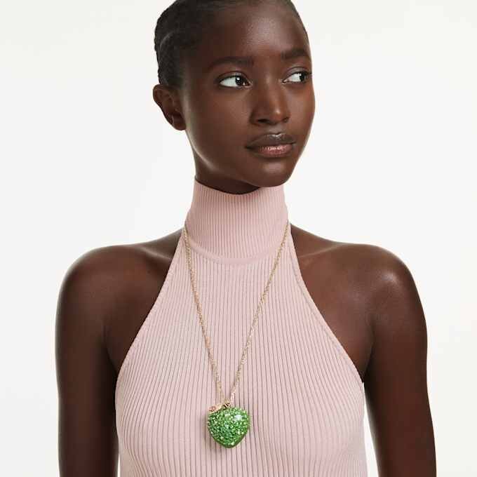 Idyllia Pendant Mixed Cuts, Apple, Green, Gold-Tone Plated Idyllia Pendant Mixed Cuts, Apple, Green, Gold-Tone Plated