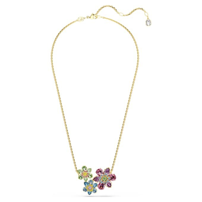 Idyllia Pendant Mixed Cuts, Flower, Multicolored, Gold-Tone Plated Idyllia Pendant Mixed Cuts, Flower, Multicolored, Gold-Tone Plated