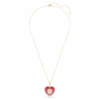Idyllia Pendant Mixed Cuts, Heart, Pink, Gold-Tone Plated