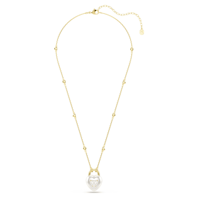 Idyllia Pendant Mixed Cuts, Heart, White, Gold-Tone Plated Idyllia Pendant Mixed Cuts, Heart, White, Gold-Tone Plated