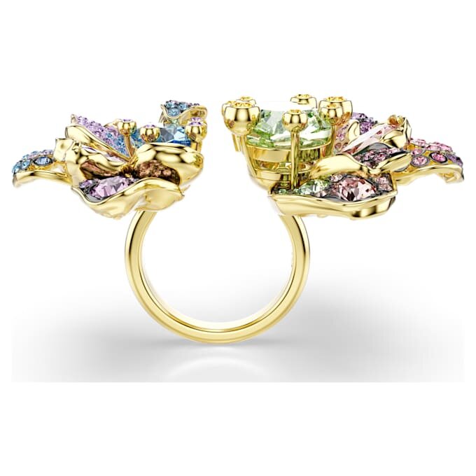 Idyllia Ring Mixed Cuts, Pavé, Flower, Multicolored, Gold-Tone Plated Idyllia Ring Mixed Cuts, Pavé, Flower, Multicolored, Gold-Tone Plated