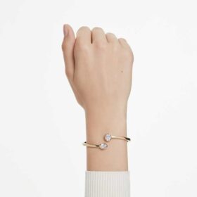 Imber Bangle Mixed Cuts, White, Gold-Tone Plated