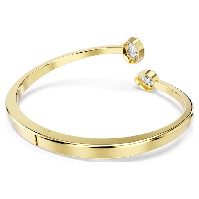 Imber Bangle Mixed Cuts, White, Gold-Tone Plated Imber Bangle Mixed Cuts, White, Gold-Tone Plated