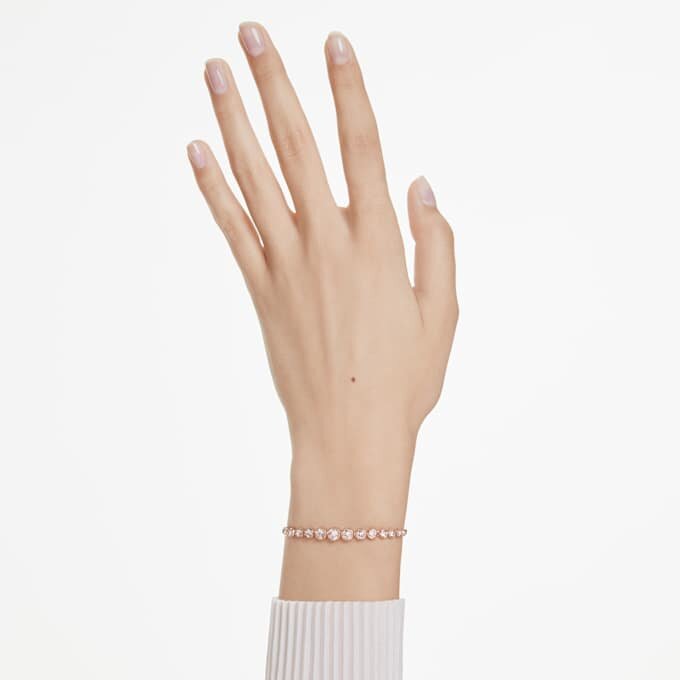 Imber Bracelet Mixed Round Cuts, Pink, Rose Gold-Tone Plated Imber Bracelet Mixed Round Cuts, Pink, Rose Gold-Tone Plated