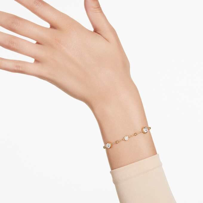 Imber Bracelet Round Cut, Scattered Design, White, Gold-Tone Plated Imber Bracelet Round Cut, Scattered Design, White, Gold-Tone Plated