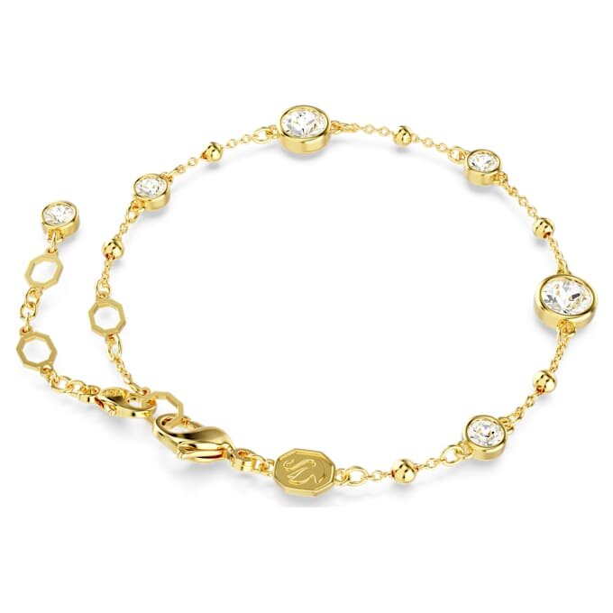 Imber Bracelet Round Cut, Scattered Design, White, Gold-Tone Plated Imber Bracelet Round Cut, Scattered Design, White, Gold-Tone Plated