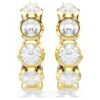 Imber Hoop Earrings Round Cut, White, Gold-Tone Plated Imber Hoop Earrings Round Cut, White, Gold-Tone Plated