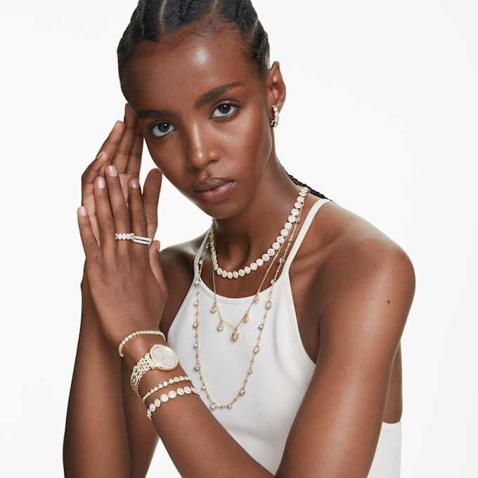 Una Angelic Necklace Round Cut, White, Gold-Tone Plated Una Angelic Necklace Round Cut, White, Gold-Tone Plated