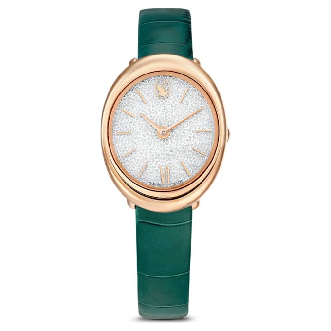 Imber Oval Watch Swiss Made, Leather Strap, Green, Rose Gold-Tone Finish Imber Oval Watch Swiss Made, Leather Strap, Green, Rose Gold-Tone Finish