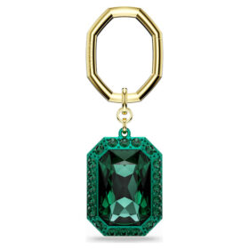 Key Ring Octagon Cut, Green, Mixed Metal Finish