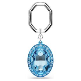 Key Ring Oval Cut, Blue, Mixed Metal Finish
