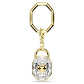 Key Ring Oval Cut, White, Gold-Tone Plated