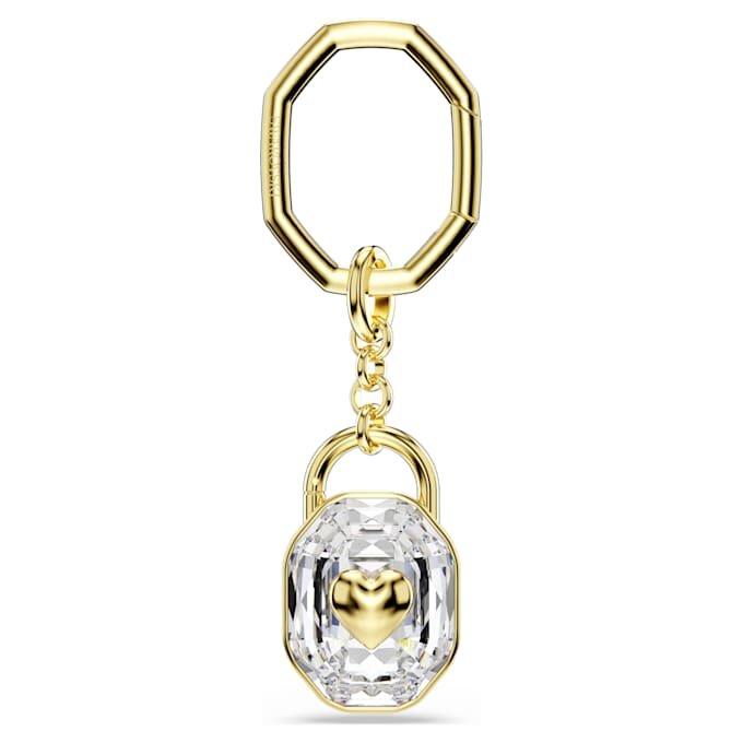 Key Ring Oval Cut, White, Gold-Tone Plated Key Ring Oval Cut, White, Gold-Tone Plated