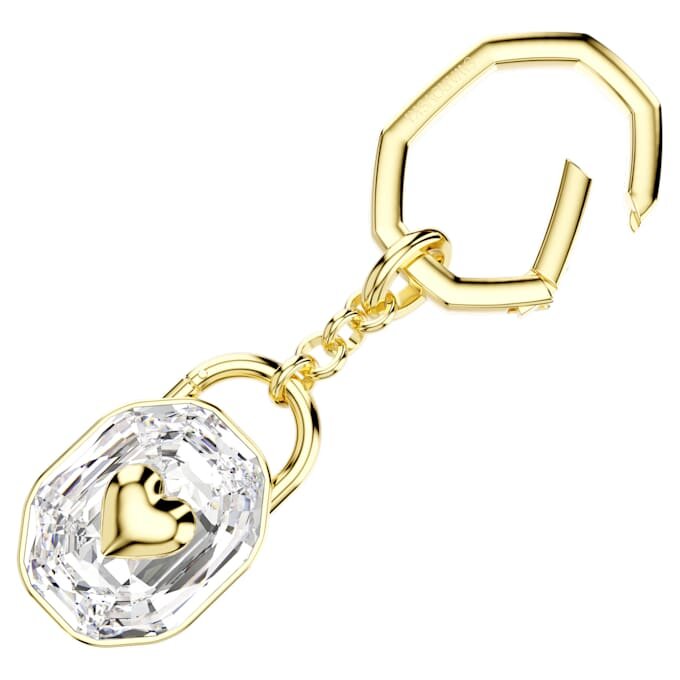 Key Ring Oval Cut, White, Gold-Tone Plated Key Ring Oval Cut, White, Gold-Tone Plated