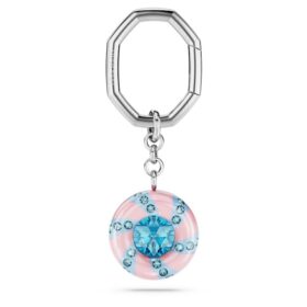 Key Ring Round Cut, Multicolored, Rhodium Plated