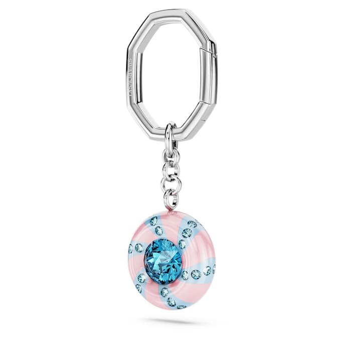 Key Ring Round Cut, Multicolored, Rhodium Plated Key Ring Round Cut, Multicolored, Rhodium Plated