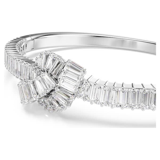 Matrix Bangle Baguette Cut, Knot, White, Rhodium Plated Matrix Bangle Baguette Cut, Knot, White, Rhodium Plated