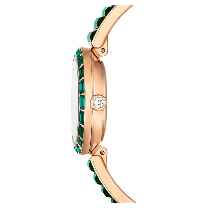 Matrix Bangle Watch Swiss Made, Crystal Bracelet, Green, Champagne Gold-Tone Finish Matrix Bangle Watch Swiss Made, Crystal Bracelet, Green, Champagne Gold-Tone Finish