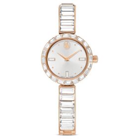 Matrix Bangle Watch Swiss Made, Crystal Bracelet, White, Rose Gold-Tone Finish
