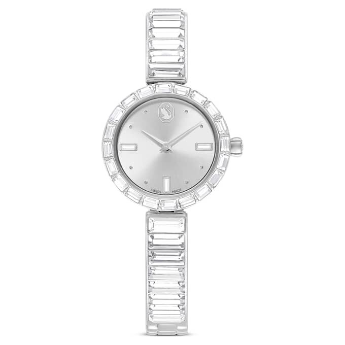 Matrix Bangle Watch Swiss Made, Crystal Bracelet, White, Stainless Steel Matrix Bangle Watch Swiss Made, Crystal Bracelet, White, Stainless Steel