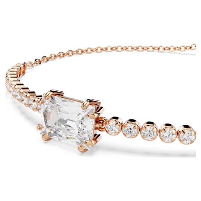 Matrix Bracelet Mixed Cuts, White, Rose Gold-Tone Plated Matrix Bracelet Mixed Cuts, White, Rose Gold-Tone Plated