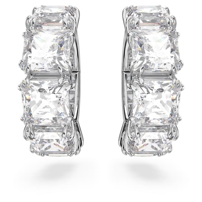 Matrix Clip Earrings Square Cut, White, Rhodium Plated Matrix Clip Earrings Square Cut, White, Rhodium Plated