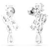 Matrix Drop Earrings Mixed Cuts, White, Rhodium Plated Matrix Drop Earrings Mixed Cuts, White, Rhodium Plated