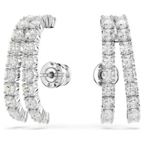 Matrix Ear Cuffs Round Cut, White, Rhodium Plated Matrix Ear Cuffs Round Cut, White, Rhodium Plated