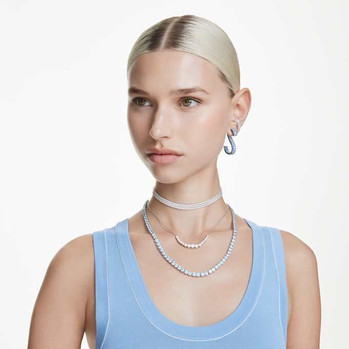 Matrix Ear Cuffs Round Cut, White, Rhodium Plated Matrix Ear Cuffs Round Cut, White, Rhodium Plated