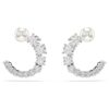 Matrix Hoop Earrings Crystal Pearl, Round Cut, White, Rhodium Plated Matrix Hoop Earrings Crystal Pearl, Round Cut, White, Rhodium Plated