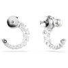 Matrix Hoop Earrings Crystal Pearl, Round Cut, White, Rhodium Plated Matrix Hoop Earrings Crystal Pearl, Round Cut, White, Rhodium Plated