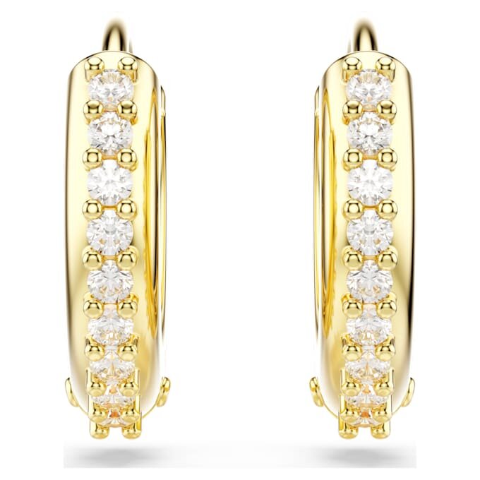Matrix Hoop Earrings Round Cut, White, Gold-Tone Plated Matrix Hoop Earrings Round Cut, White, Gold-Tone Plated