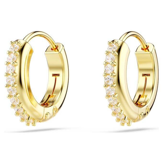 Matrix Hoop Earrings Round Cut, White, Gold-Tone Plated Matrix Hoop Earrings Round Cut, White, Gold-Tone Plated