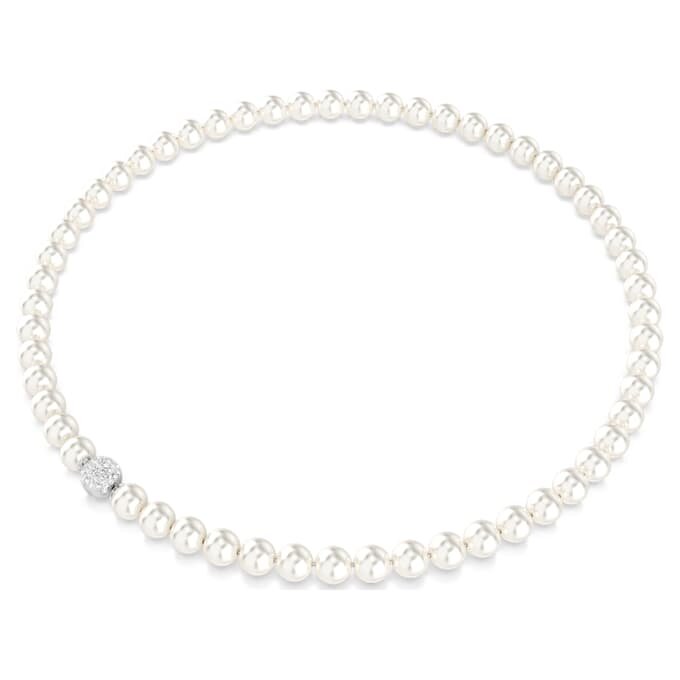 Matrix Necklace Crystal Pearl, White, Rhodium Plated Matrix Necklace Crystal Pearl, White, Rhodium Plated